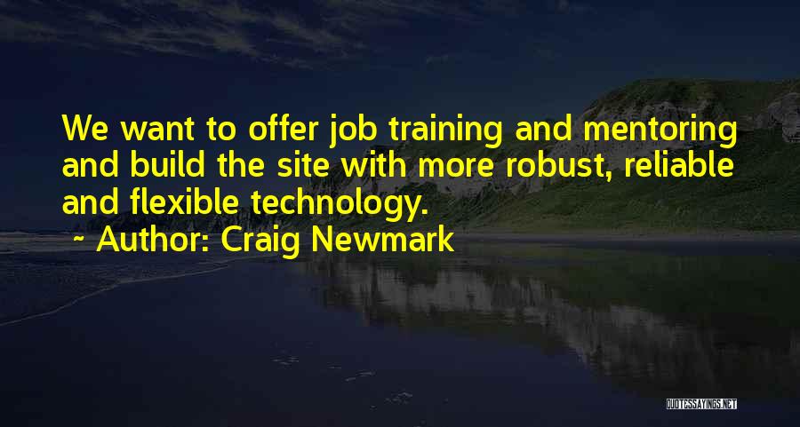 Craig Newmark Quotes: We Want To Offer Job Training And Mentoring And Build The Site With More Robust, Reliable And Flexible Technology.