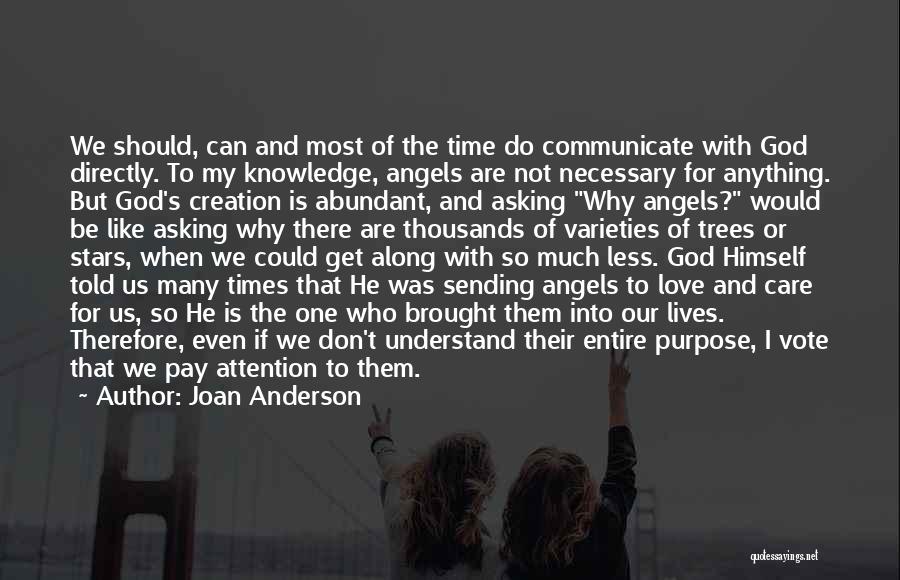 Joan Anderson Quotes: We Should, Can And Most Of The Time Do Communicate With God Directly. To My Knowledge, Angels Are Not Necessary