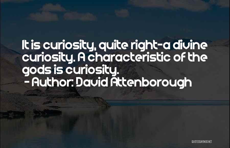 David Attenborough Quotes: It Is Curiosity, Quite Right-a Divine Curiosity. A Characteristic Of The Gods Is Curiosity.