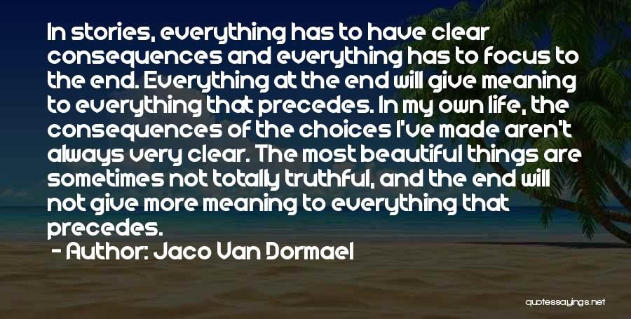 Jaco Van Dormael Quotes: In Stories, Everything Has To Have Clear Consequences And Everything Has To Focus To The End. Everything At The End
