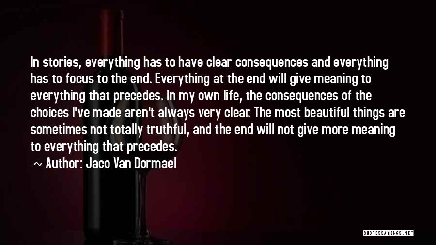 Jaco Van Dormael Quotes: In Stories, Everything Has To Have Clear Consequences And Everything Has To Focus To The End. Everything At The End