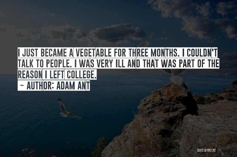 Adam Ant Quotes: I Just Became A Vegetable For Three Months. I Couldn't Talk To People. I Was Very Ill And That Was