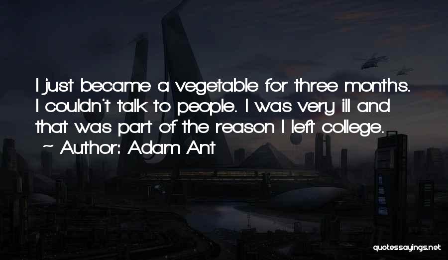 Adam Ant Quotes: I Just Became A Vegetable For Three Months. I Couldn't Talk To People. I Was Very Ill And That Was