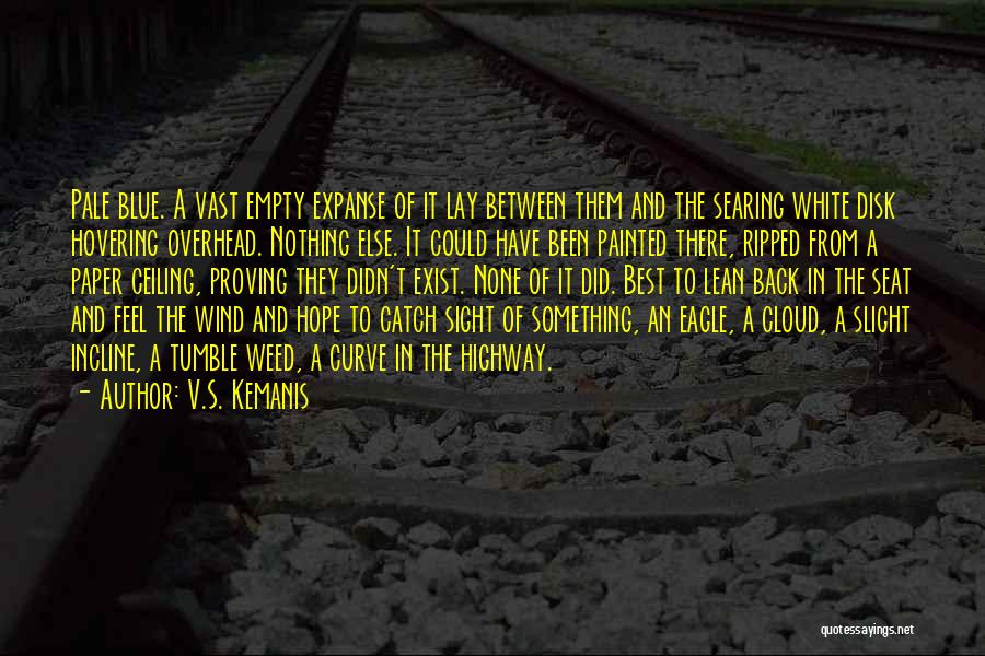 V.S. Kemanis Quotes: Pale Blue. A Vast Empty Expanse Of It Lay Between Them And The Searing White Disk Hovering Overhead. Nothing Else.