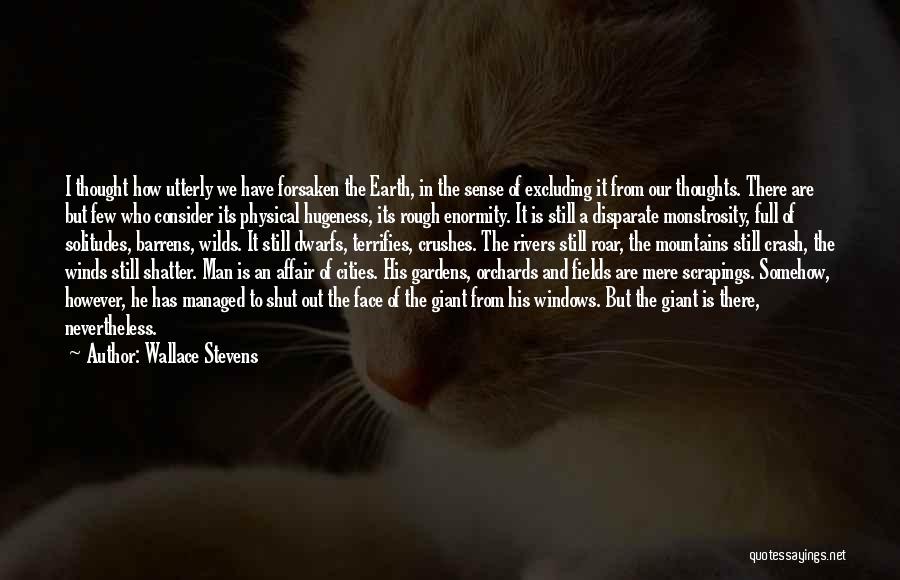 Wallace Stevens Quotes: I Thought How Utterly We Have Forsaken The Earth, In The Sense Of Excluding It From Our Thoughts. There Are