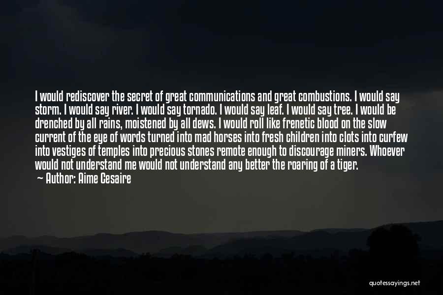 Aime Cesaire Quotes: I Would Rediscover The Secret Of Great Communications And Great Combustions. I Would Say Storm. I Would Say River. I