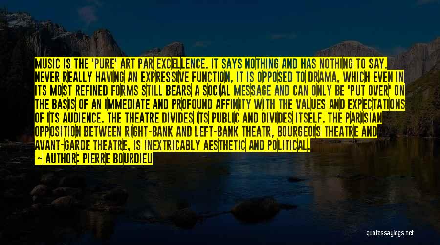 Pierre Bourdieu Quotes: Music Is The 'pure' Art Par Excellence. It Says Nothing And Has Nothing To Say. Never Really Having An Expressive