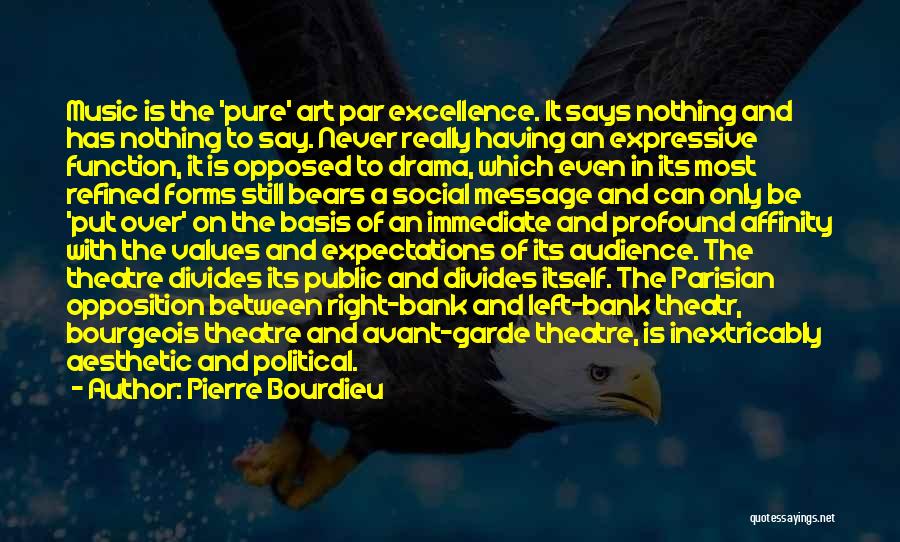 Pierre Bourdieu Quotes: Music Is The 'pure' Art Par Excellence. It Says Nothing And Has Nothing To Say. Never Really Having An Expressive