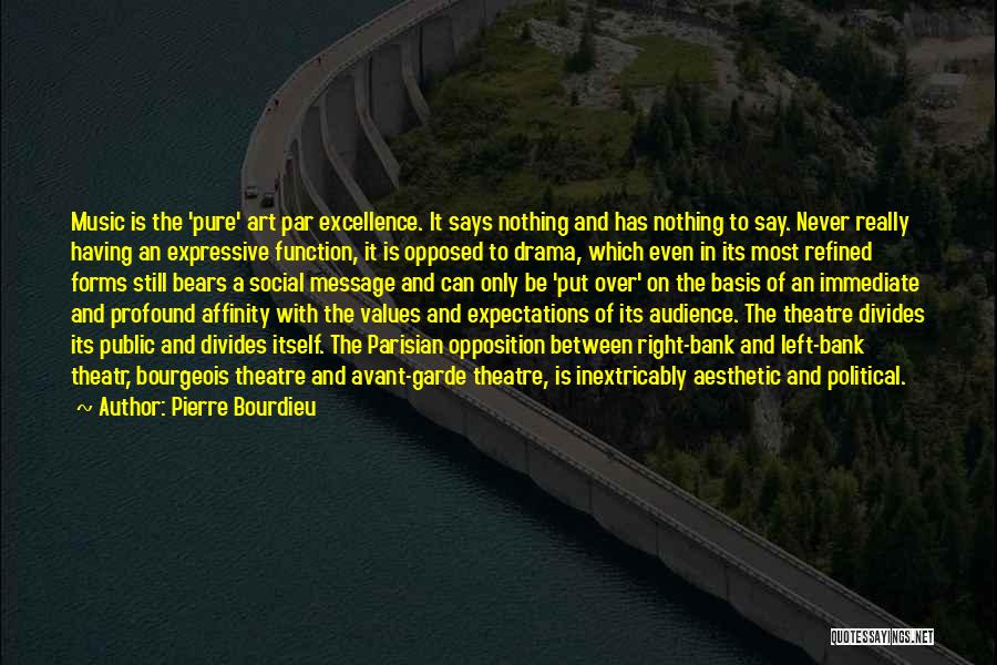 Pierre Bourdieu Quotes: Music Is The 'pure' Art Par Excellence. It Says Nothing And Has Nothing To Say. Never Really Having An Expressive