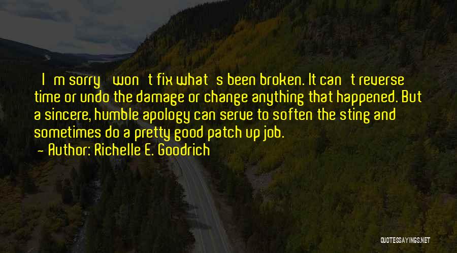 Richelle E. Goodrich Quotes: 'i'm Sorry' Won't Fix What's Been Broken. It Can't Reverse Time Or Undo The Damage Or Change Anything That Happened.