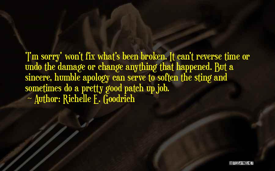 Richelle E. Goodrich Quotes: 'i'm Sorry' Won't Fix What's Been Broken. It Can't Reverse Time Or Undo The Damage Or Change Anything That Happened.