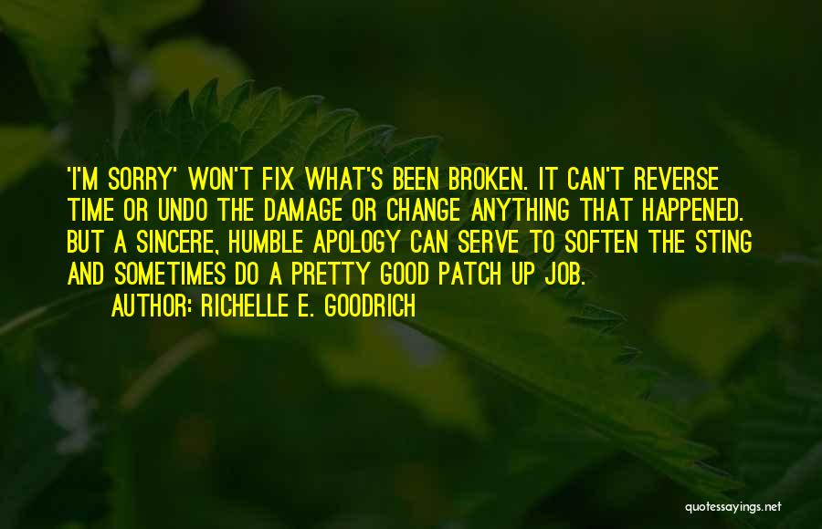 Richelle E. Goodrich Quotes: 'i'm Sorry' Won't Fix What's Been Broken. It Can't Reverse Time Or Undo The Damage Or Change Anything That Happened.