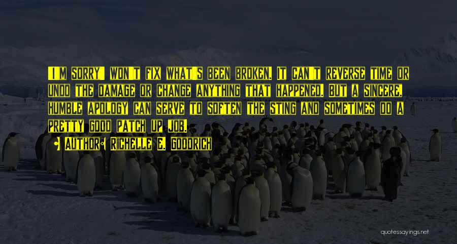 Richelle E. Goodrich Quotes: 'i'm Sorry' Won't Fix What's Been Broken. It Can't Reverse Time Or Undo The Damage Or Change Anything That Happened.