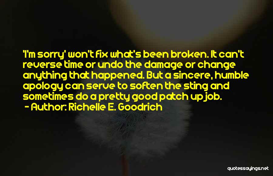 Richelle E. Goodrich Quotes: 'i'm Sorry' Won't Fix What's Been Broken. It Can't Reverse Time Or Undo The Damage Or Change Anything That Happened.