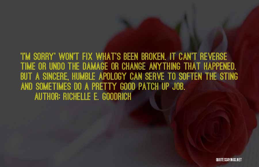 Richelle E. Goodrich Quotes: 'i'm Sorry' Won't Fix What's Been Broken. It Can't Reverse Time Or Undo The Damage Or Change Anything That Happened.