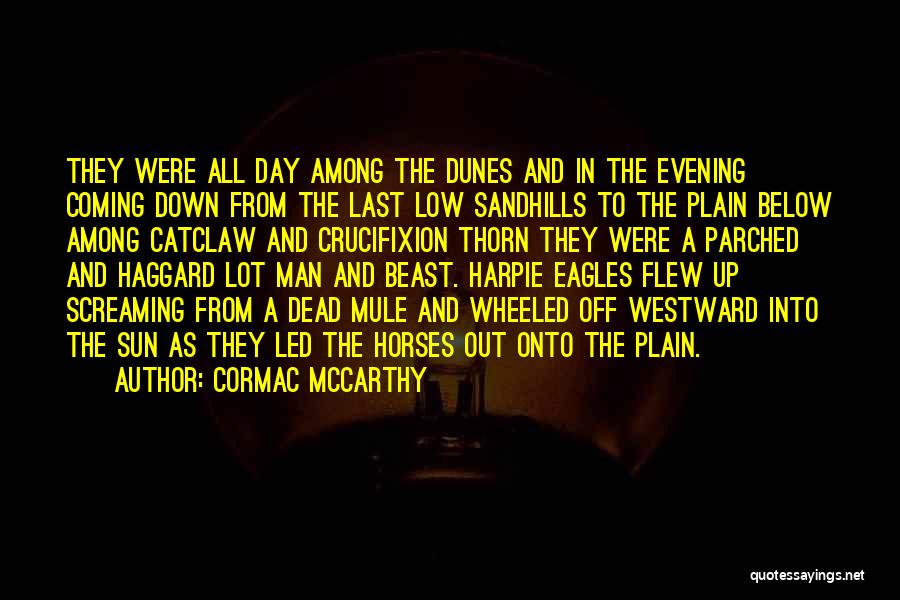 Cormac McCarthy Quotes: They Were All Day Among The Dunes And In The Evening Coming Down From The Last Low Sandhills To The