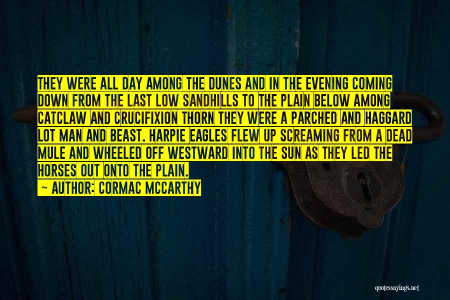 Cormac McCarthy Quotes: They Were All Day Among The Dunes And In The Evening Coming Down From The Last Low Sandhills To The