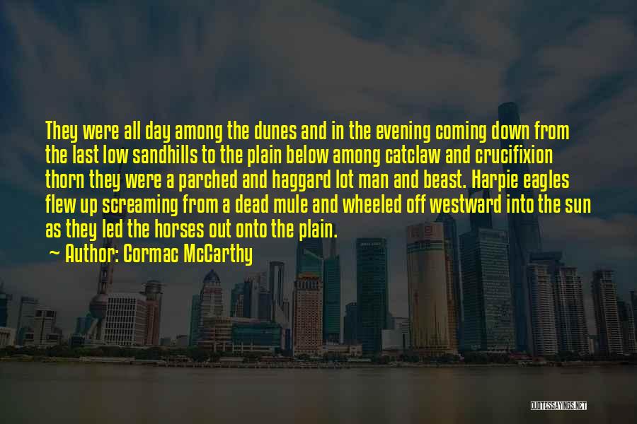 Cormac McCarthy Quotes: They Were All Day Among The Dunes And In The Evening Coming Down From The Last Low Sandhills To The