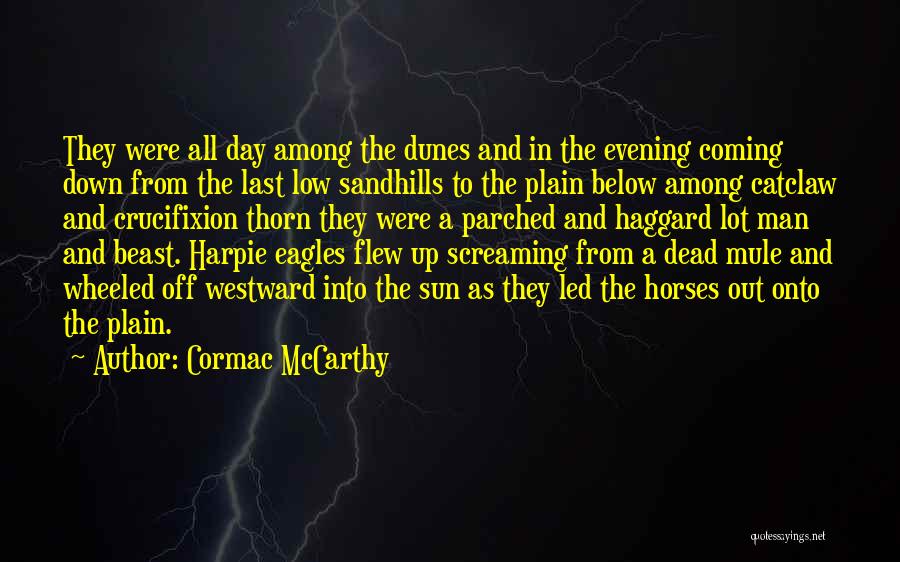 Cormac McCarthy Quotes: They Were All Day Among The Dunes And In The Evening Coming Down From The Last Low Sandhills To The