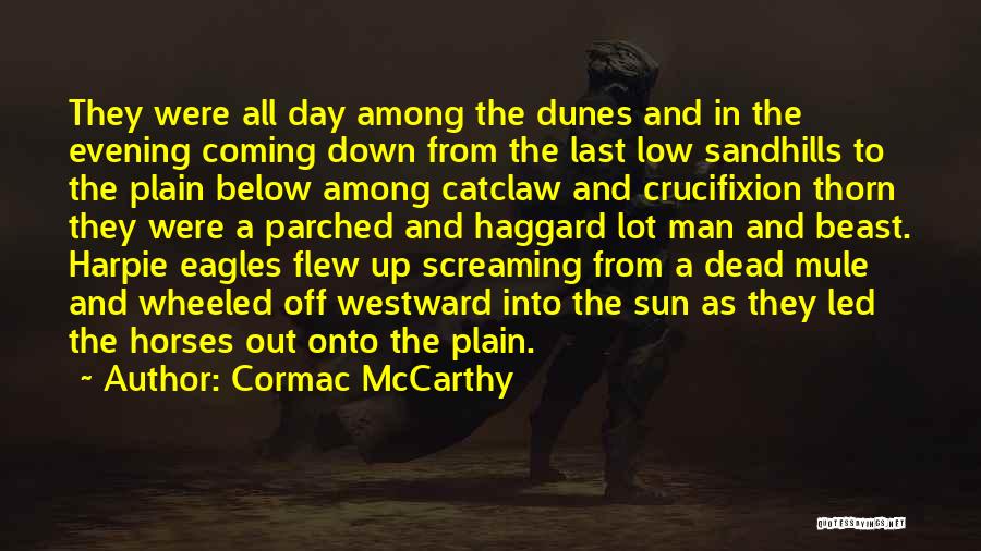 Cormac McCarthy Quotes: They Were All Day Among The Dunes And In The Evening Coming Down From The Last Low Sandhills To The