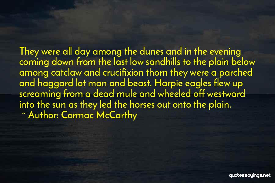 Cormac McCarthy Quotes: They Were All Day Among The Dunes And In The Evening Coming Down From The Last Low Sandhills To The