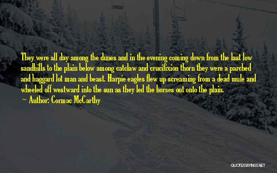 Cormac McCarthy Quotes: They Were All Day Among The Dunes And In The Evening Coming Down From The Last Low Sandhills To The