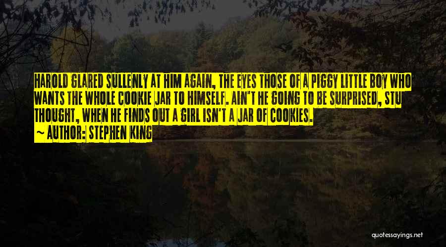 Stephen King Quotes: Harold Glared Sullenly At Him Again, The Eyes Those Of A Piggy Little Boy Who Wants The Whole Cookie Jar
