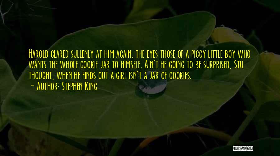 Stephen King Quotes: Harold Glared Sullenly At Him Again, The Eyes Those Of A Piggy Little Boy Who Wants The Whole Cookie Jar
