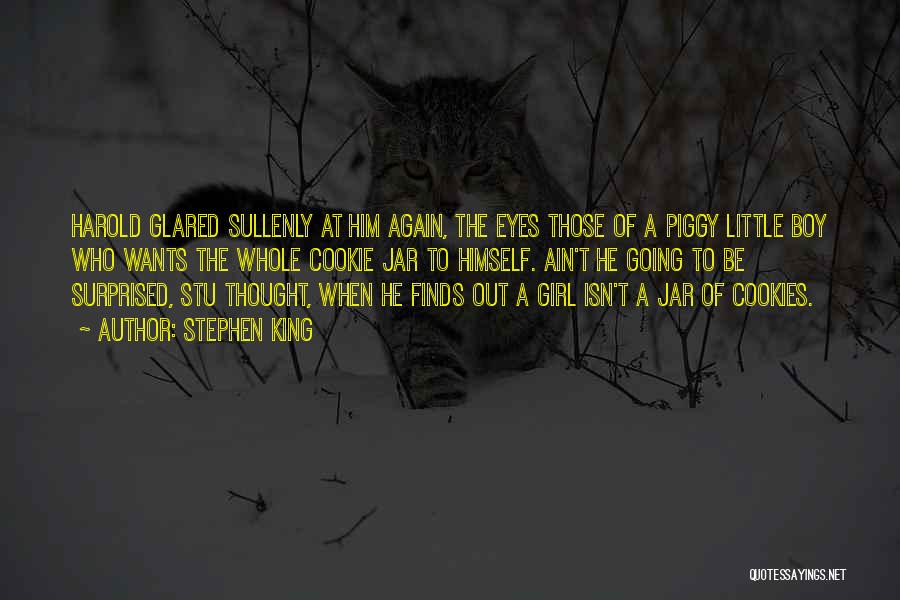 Stephen King Quotes: Harold Glared Sullenly At Him Again, The Eyes Those Of A Piggy Little Boy Who Wants The Whole Cookie Jar