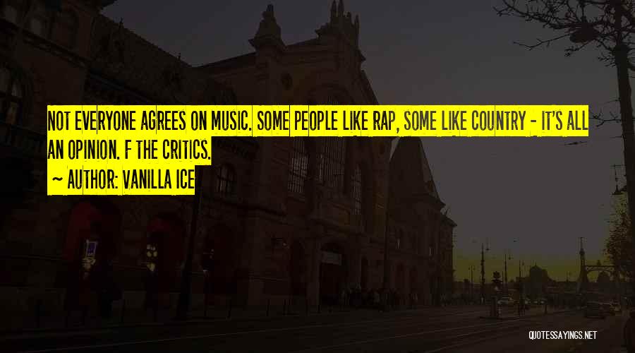 Vanilla Ice Quotes: Not Everyone Agrees On Music. Some People Like Rap, Some Like Country - It's All An Opinion. F The Critics.