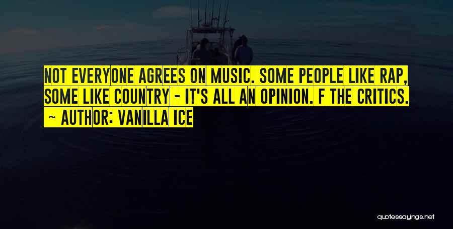 Vanilla Ice Quotes: Not Everyone Agrees On Music. Some People Like Rap, Some Like Country - It's All An Opinion. F The Critics.