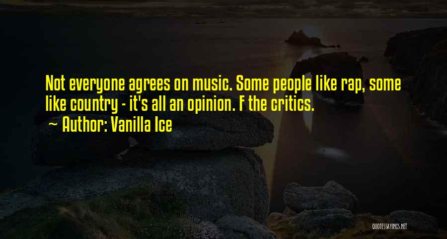 Vanilla Ice Quotes: Not Everyone Agrees On Music. Some People Like Rap, Some Like Country - It's All An Opinion. F The Critics.