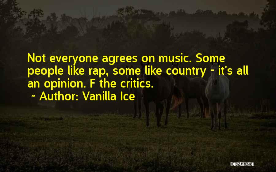 Vanilla Ice Quotes: Not Everyone Agrees On Music. Some People Like Rap, Some Like Country - It's All An Opinion. F The Critics.