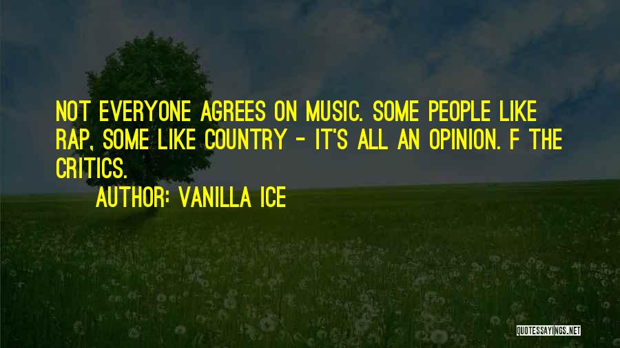 Vanilla Ice Quotes: Not Everyone Agrees On Music. Some People Like Rap, Some Like Country - It's All An Opinion. F The Critics.