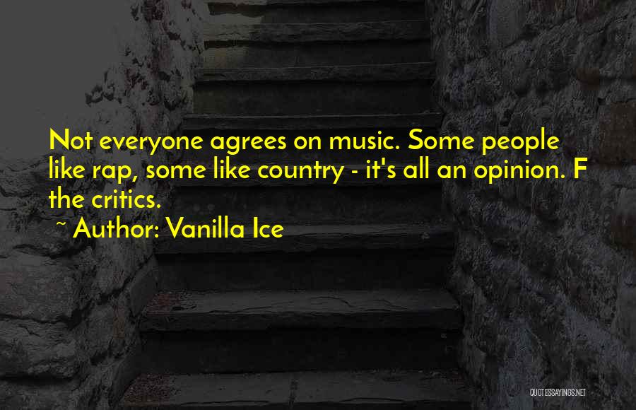 Vanilla Ice Quotes: Not Everyone Agrees On Music. Some People Like Rap, Some Like Country - It's All An Opinion. F The Critics.