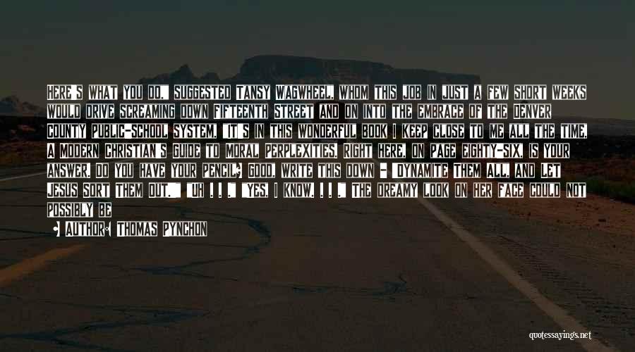 Thomas Pynchon Quotes: Here's What You Do, Suggested Tansy Wagwheel, Whom This Job In Just A Few Short Weeks Would Drive Screaming Down
