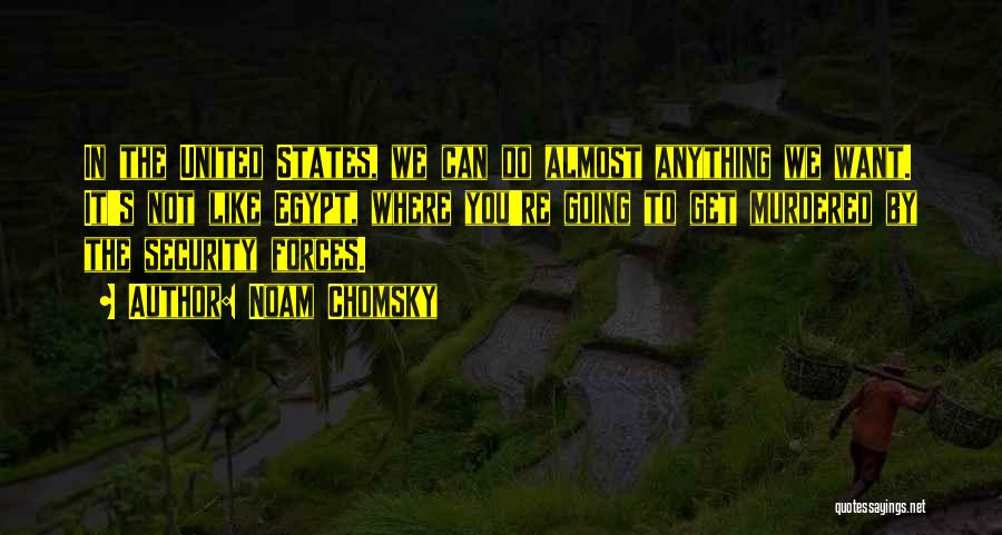 Noam Chomsky Quotes: In The United States, We Can Do Almost Anything We Want. It's Not Like Egypt, Where You're Going To Get