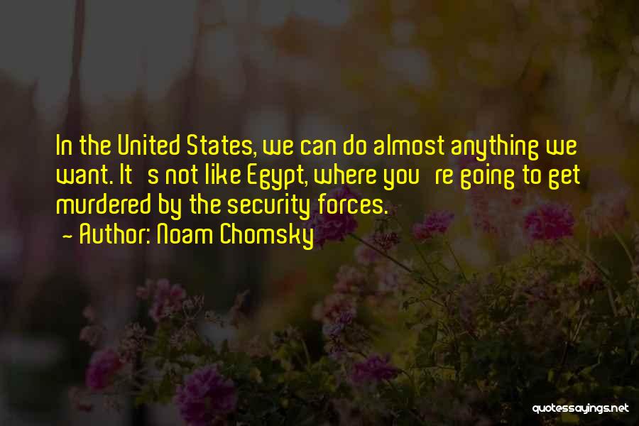 Noam Chomsky Quotes: In The United States, We Can Do Almost Anything We Want. It's Not Like Egypt, Where You're Going To Get