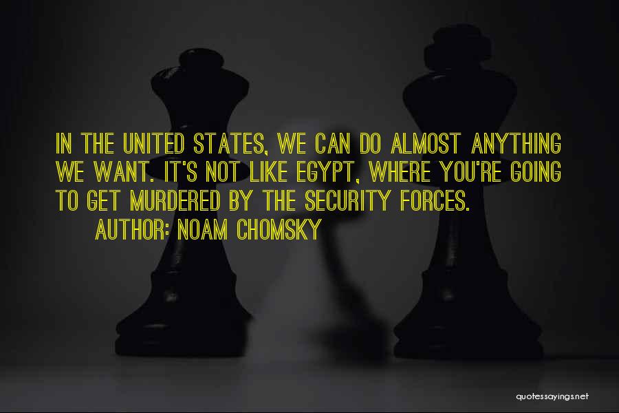 Noam Chomsky Quotes: In The United States, We Can Do Almost Anything We Want. It's Not Like Egypt, Where You're Going To Get