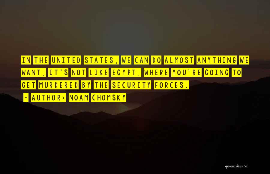 Noam Chomsky Quotes: In The United States, We Can Do Almost Anything We Want. It's Not Like Egypt, Where You're Going To Get