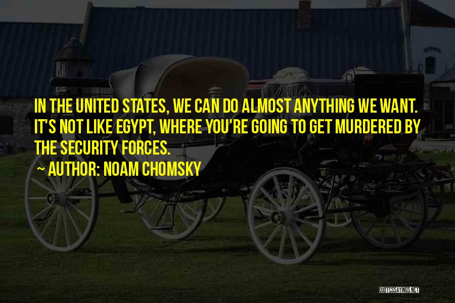 Noam Chomsky Quotes: In The United States, We Can Do Almost Anything We Want. It's Not Like Egypt, Where You're Going To Get