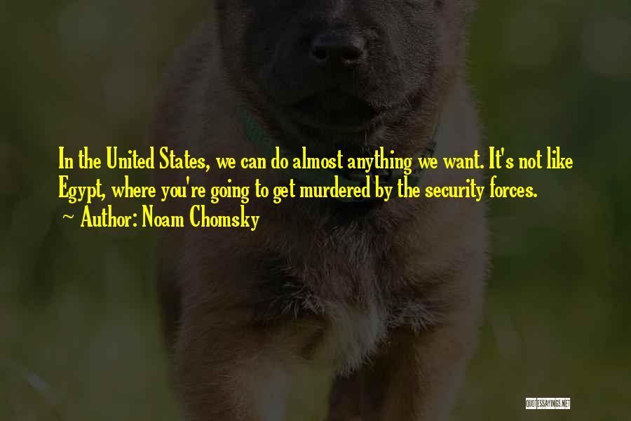 Noam Chomsky Quotes: In The United States, We Can Do Almost Anything We Want. It's Not Like Egypt, Where You're Going To Get