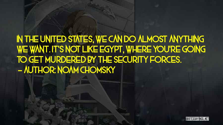 Noam Chomsky Quotes: In The United States, We Can Do Almost Anything We Want. It's Not Like Egypt, Where You're Going To Get