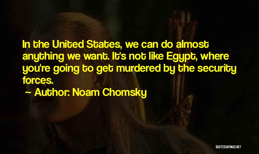 Noam Chomsky Quotes: In The United States, We Can Do Almost Anything We Want. It's Not Like Egypt, Where You're Going To Get