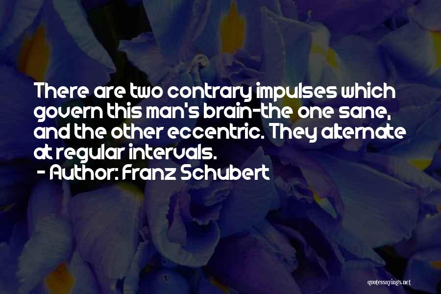 Franz Schubert Quotes: There Are Two Contrary Impulses Which Govern This Man's Brain-the One Sane, And The Other Eccentric. They Alternate At Regular