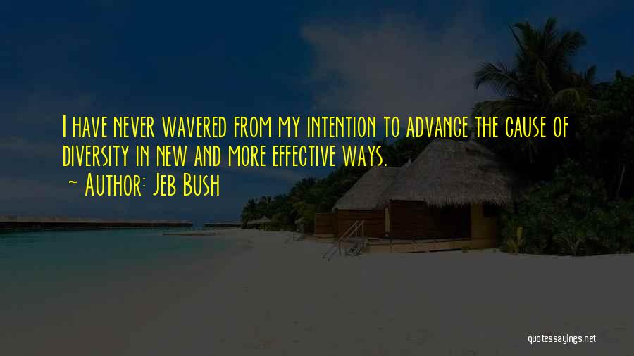 Jeb Bush Quotes: I Have Never Wavered From My Intention To Advance The Cause Of Diversity In New And More Effective Ways.