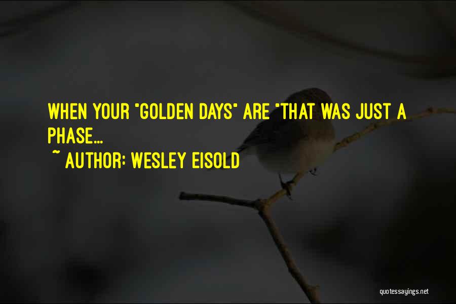 Wesley Eisold Quotes: When Your Golden Days Are That Was Just A Phase...