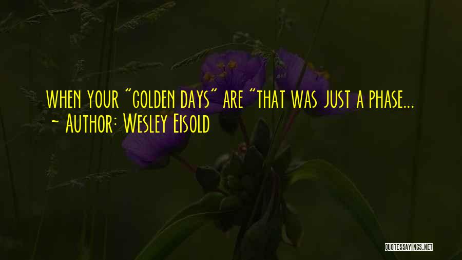 Wesley Eisold Quotes: When Your Golden Days Are That Was Just A Phase...