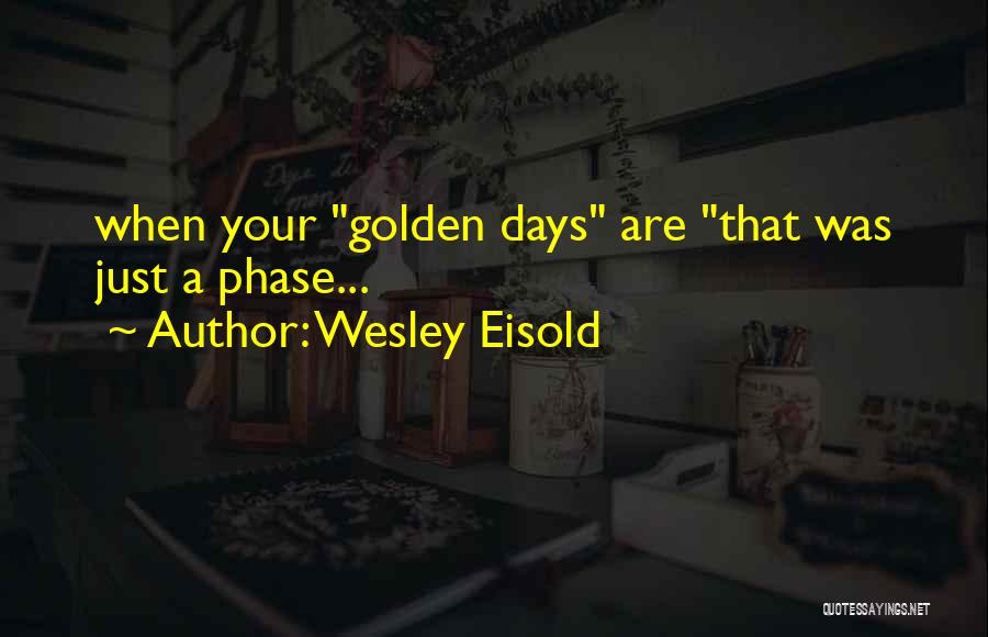 Wesley Eisold Quotes: When Your Golden Days Are That Was Just A Phase...