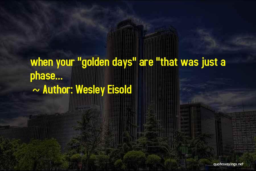 Wesley Eisold Quotes: When Your Golden Days Are That Was Just A Phase...